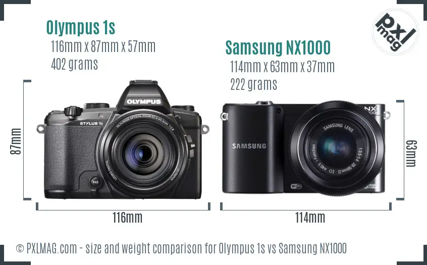 Olympus 1s vs Samsung NX1000 size comparison