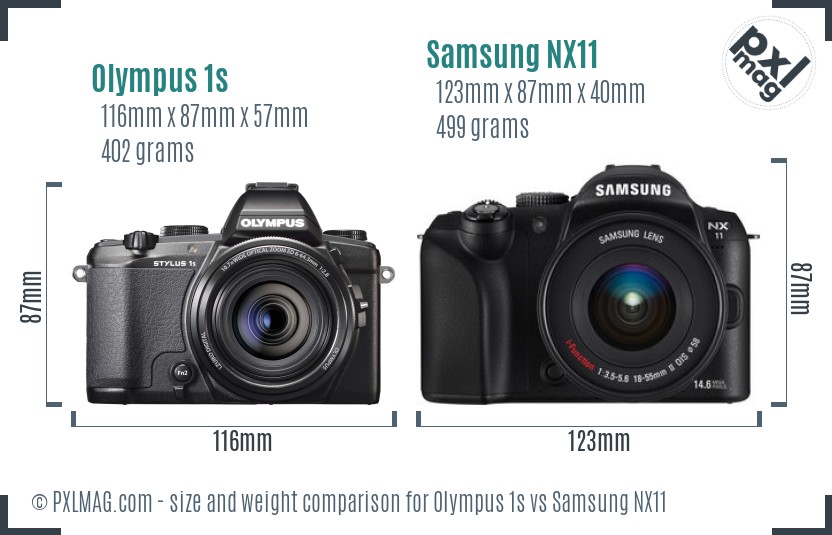 Olympus 1s vs Samsung NX11 size comparison