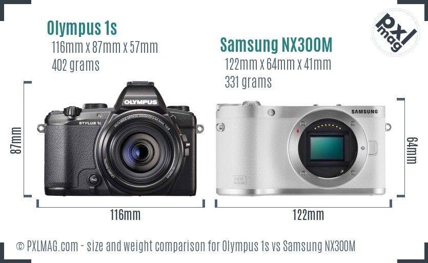 Olympus 1s vs Samsung NX300M size comparison