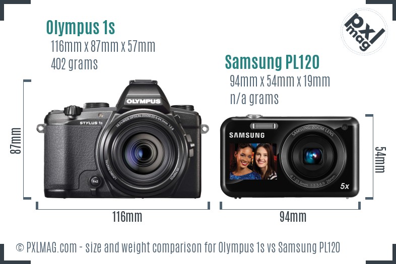 Olympus 1s vs Samsung PL120 size comparison Olympus 1s vs Samsung PL120 size comparison