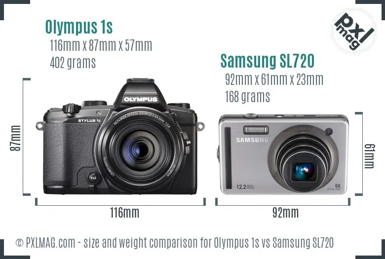 Olympus 1s vs Samsung SL720 size comparison