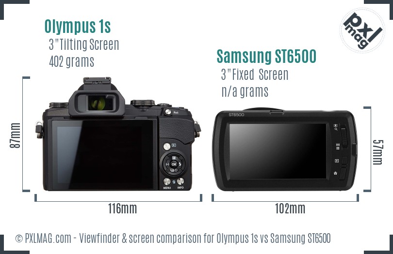 Olympus 1s vs Samsung ST6500 Screen and Viewfinder comparison