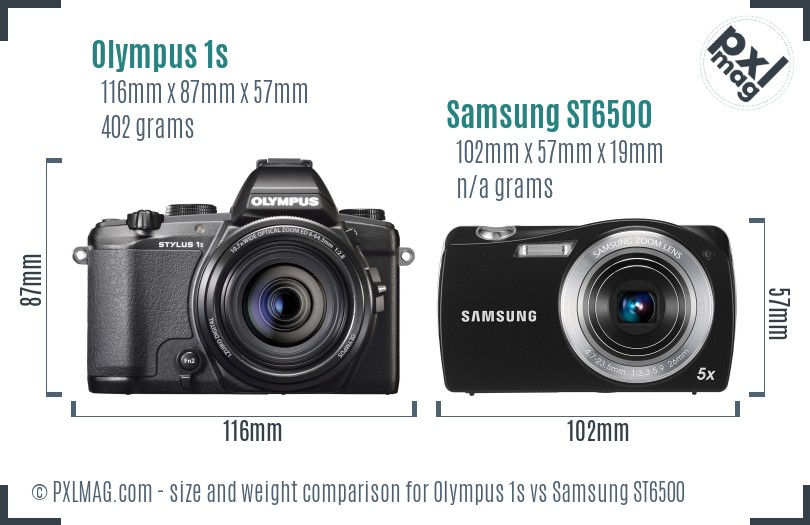 Olympus 1s vs Samsung ST6500 size comparison