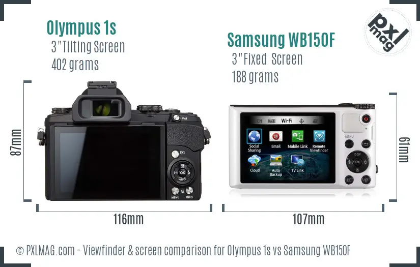 Olympus 1s vs Samsung WB150F Screen and Viewfinder comparison Olympus 1s vs Samsung WB150F Screen and Viewfinder comparison