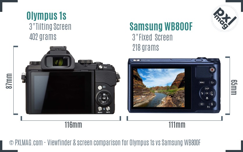 Olympus 1s vs Samsung WB800F Screen and Viewfinder comparison