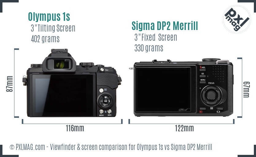 Olympus 1s vs Sigma DP2 Merrill Screen and Viewfinder comparison