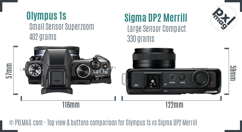Olympus 1s vs Sigma DP2 Merrill top view buttons comparison