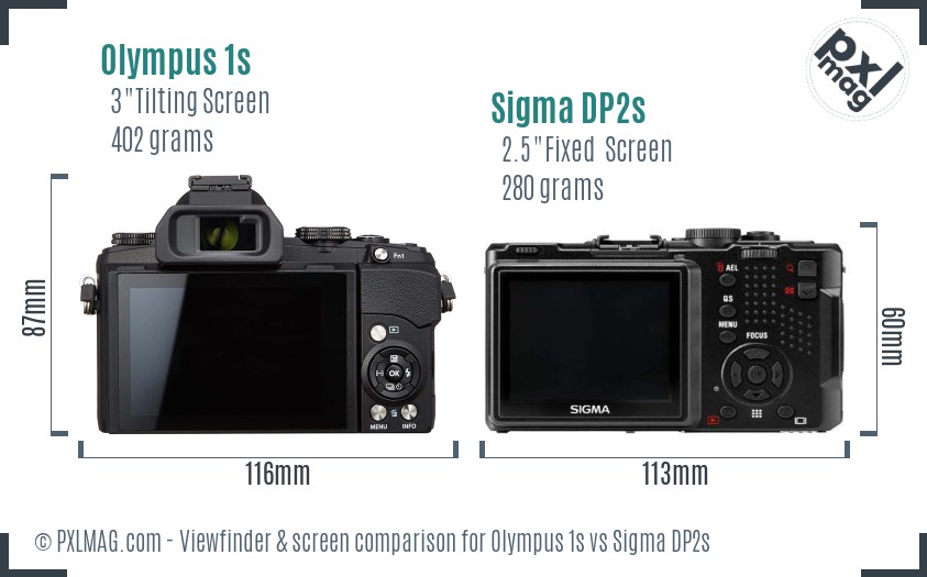 Olympus 1s vs Sigma DP2s Screen and Viewfinder comparison