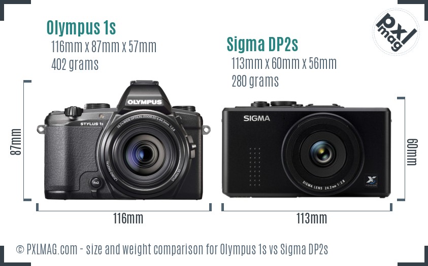 Olympus 1s vs Sigma DP2s size comparison