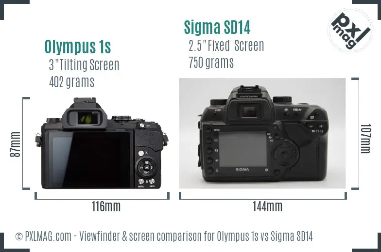 Olympus 1s vs Sigma SD14 Screen and Viewfinder comparison