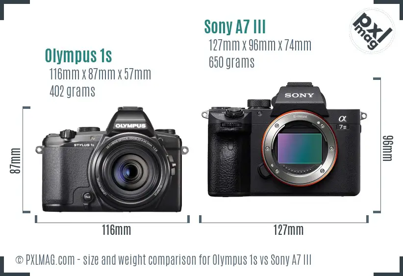 Olympus 1s vs Sony A7 III size comparison Olympus 1s vs Sony A7 III size comparison