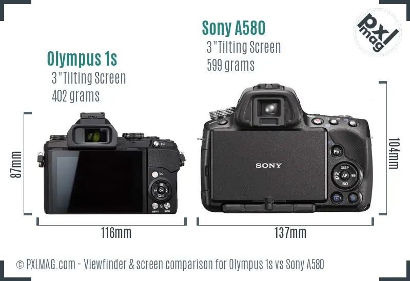 Olympus 1s vs Sony A580 Screen and Viewfinder comparison