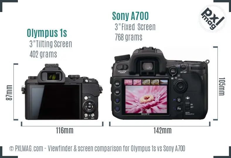 Olympus 1s vs Sony A700 Screen and Viewfinder comparison