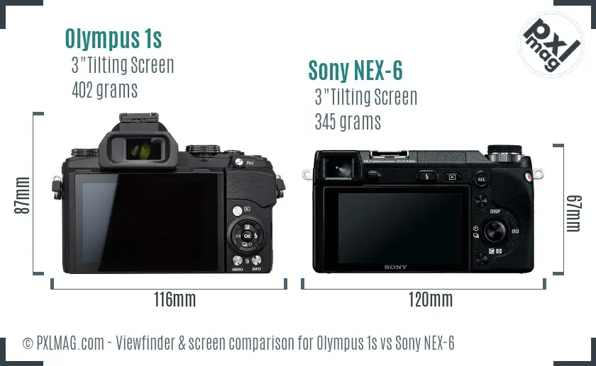 Olympus 1s vs Sony NEX-6 Screen and Viewfinder comparison Olympus 1s vs Sony NEX-6 Screen and Viewfinder comparison