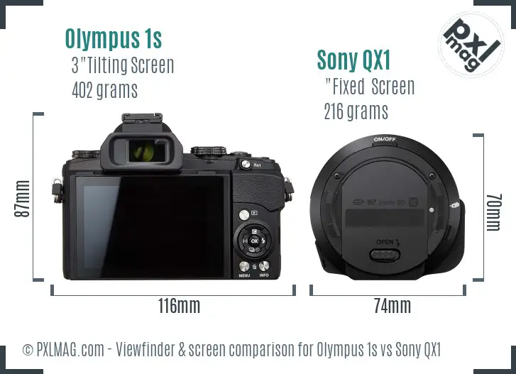 Olympus 1s vs Sony QX1 Screen and Viewfinder comparison