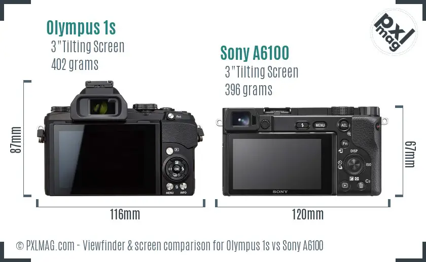Olympus 1s vs Sony A6100 Screen and Viewfinder comparison Olympus 1s vs Sony A6100 Screen and Viewfinder comparison