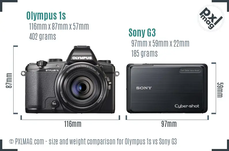 Olympus 1s vs Sony G3 size comparison