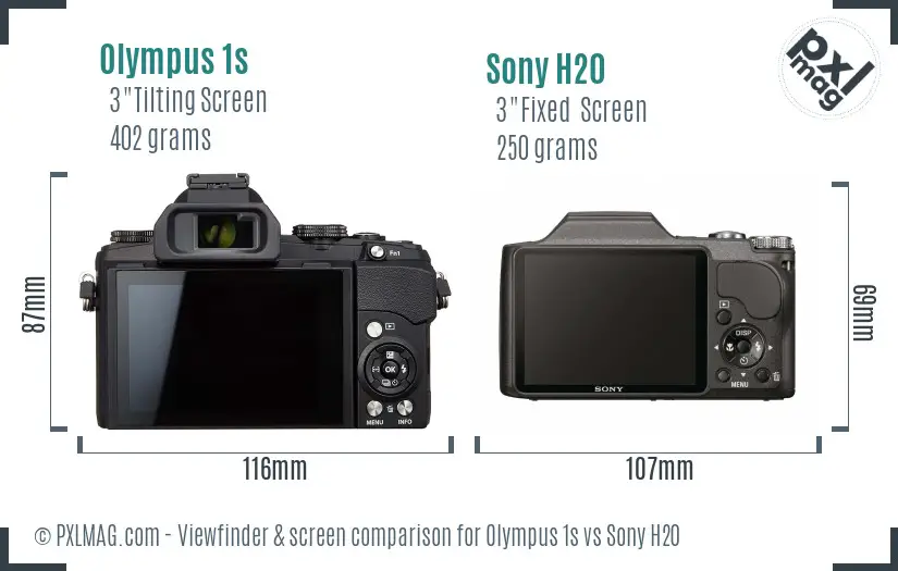 Olympus 1s vs Sony H20 Screen and Viewfinder comparison