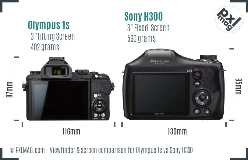 Olympus 1s vs Sony H300 Screen and Viewfinder comparison