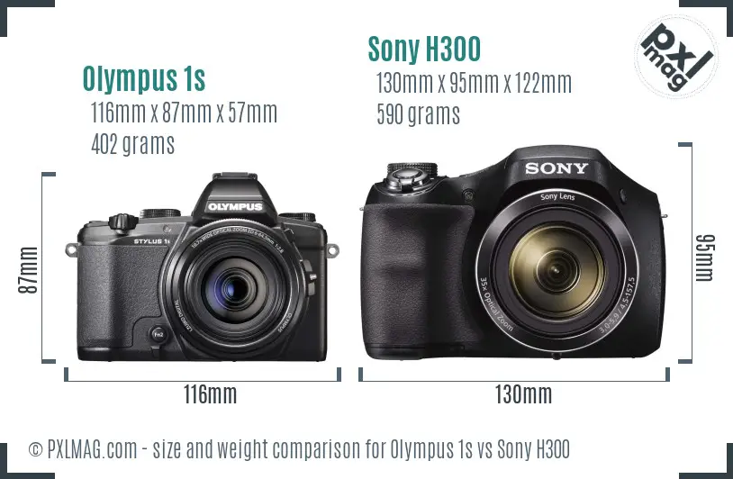 Olympus 1s vs Sony H300 size comparison