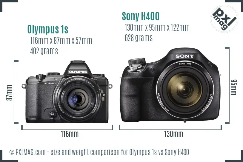Olympus 1s vs Sony H400 size comparison