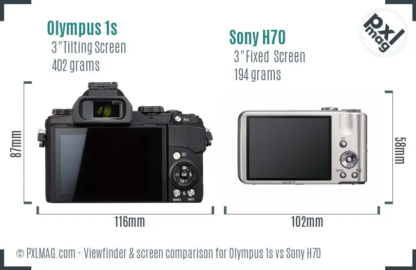 Olympus 1s vs Sony H70 Screen and Viewfinder comparison