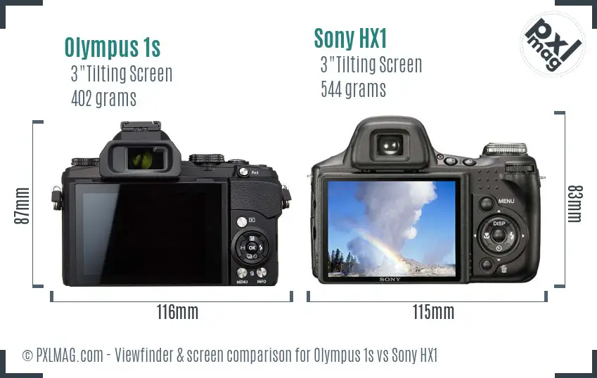 Olympus 1s vs Sony HX1 Screen and Viewfinder comparison