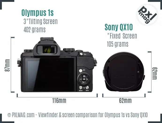 Olympus 1s vs Sony QX10 Screen and Viewfinder comparison
