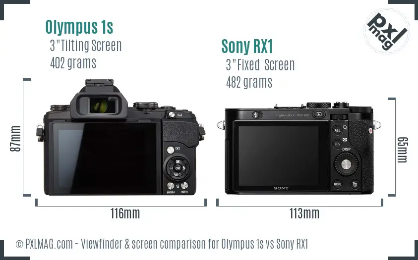 Olympus 1s vs Sony RX1 Screen and Viewfinder comparison