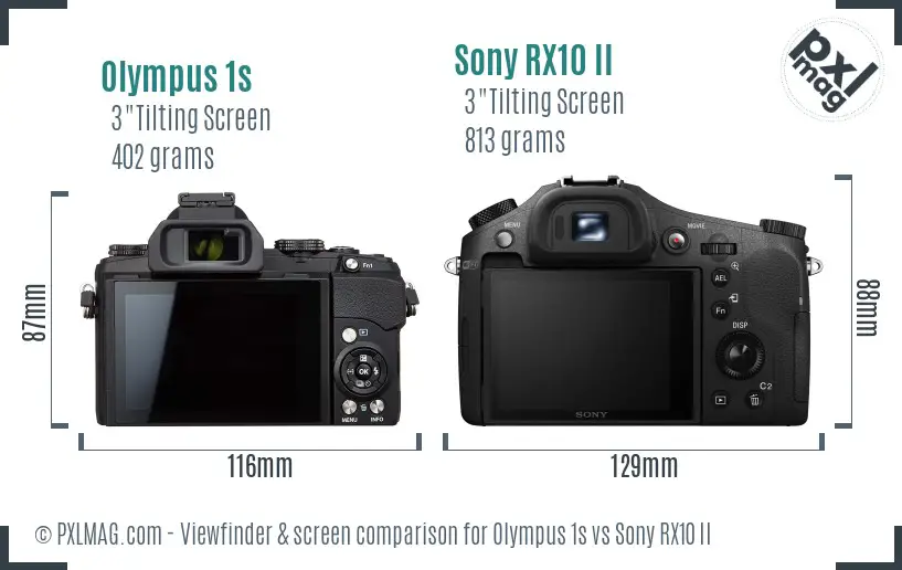 Olympus 1s vs Sony RX10 II Screen and Viewfinder comparison