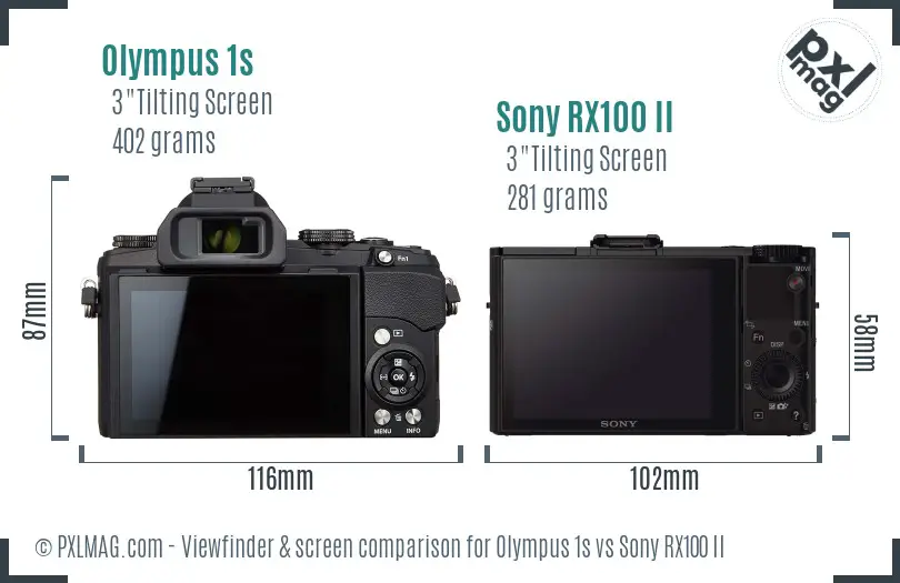 Olympus 1s vs Sony RX100 II Screen and Viewfinder comparison