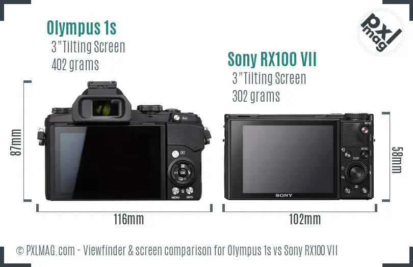 Olympus 1s vs Sony RX100 VII Screen and Viewfinder comparison Olympus 1s vs Sony RX100 VII Screen and Viewfinder comparison
