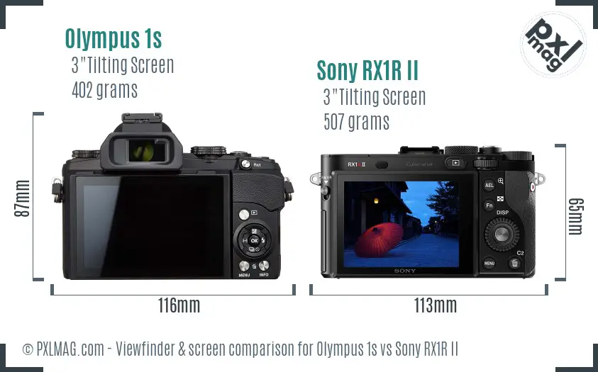 Olympus 1s vs Sony RX1R II Screen and Viewfinder comparison