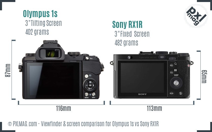 Olympus 1s vs Sony RX1R Screen and Viewfinder comparison