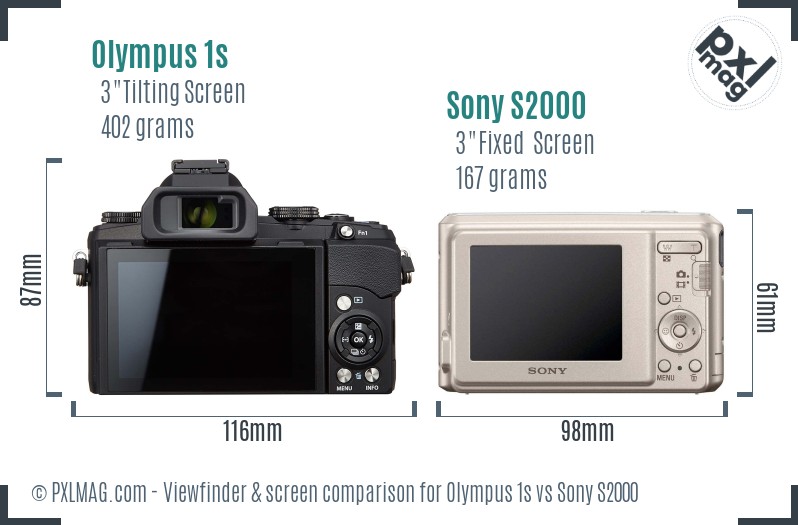 Olympus 1s vs Sony S2000 Screen and Viewfinder comparison