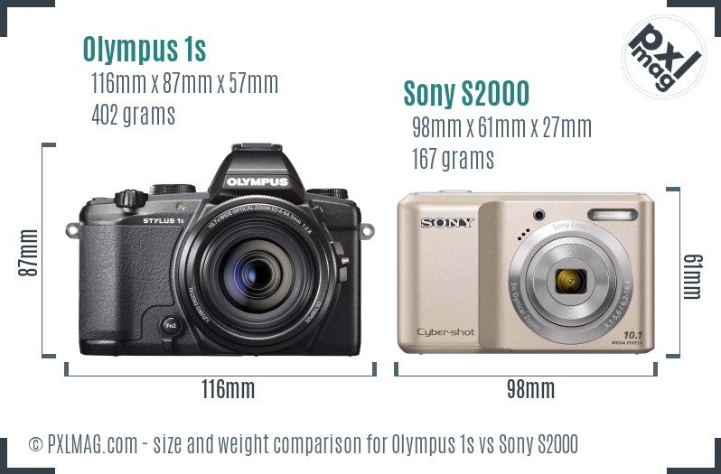 Olympus 1s vs Sony S2000 size comparison
