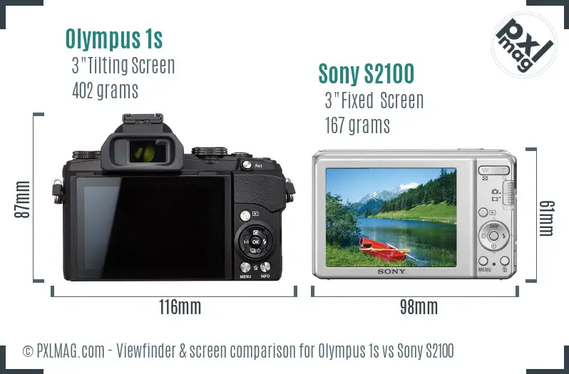Olympus 1s vs Sony S2100 Screen and Viewfinder comparison Olympus 1s vs Sony S2100 Screen and Viewfinder comparison