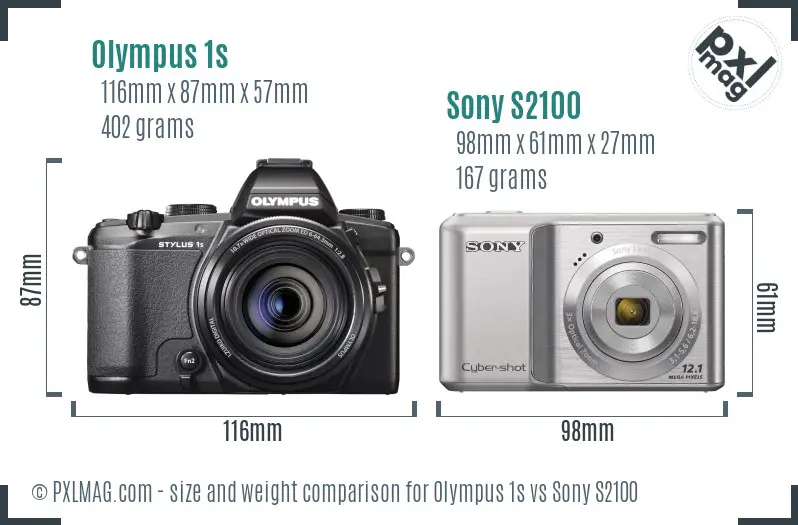 Olympus 1s vs Sony S2100 size comparison Olympus 1s vs Sony S2100 size comparison