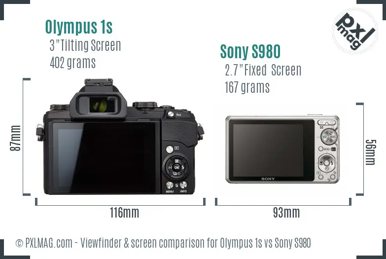 Olympus 1s vs Sony S980 Screen and Viewfinder comparison Olympus 1s vs Sony S980 Screen and Viewfinder comparison