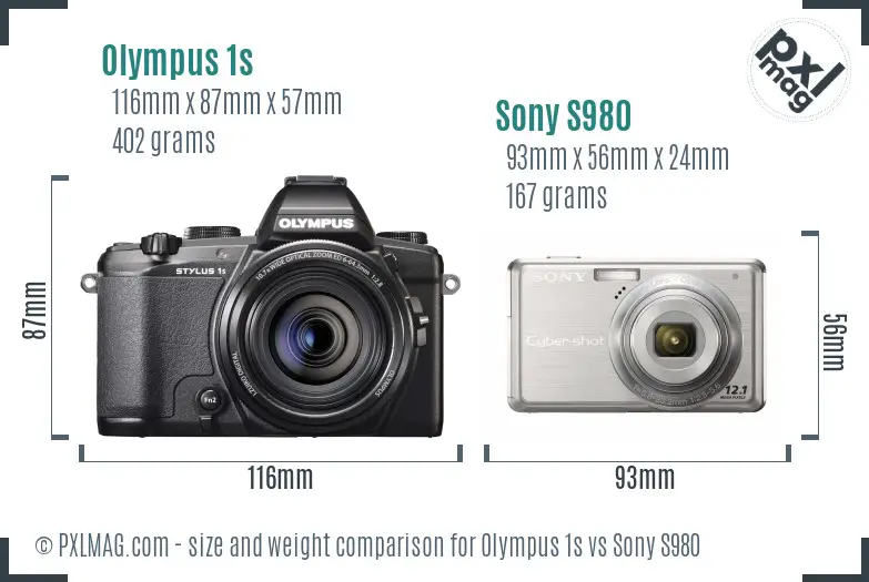 Olympus 1s vs Sony S980 size comparison Olympus 1s vs Sony S980 size comparison