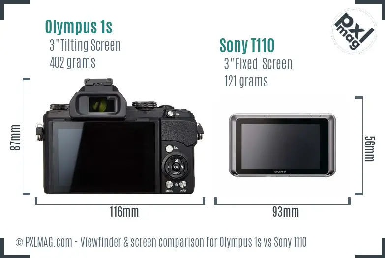 Olympus 1s vs Sony T110 Screen and Viewfinder comparison