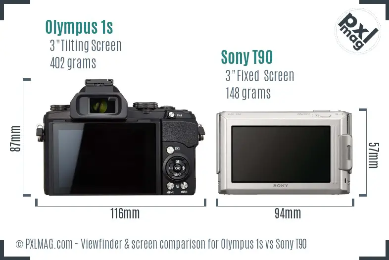 Olympus 1s vs Sony T90 Screen and Viewfinder comparison