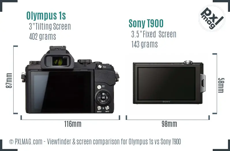 Olympus 1s vs Sony T900 Screen and Viewfinder comparison