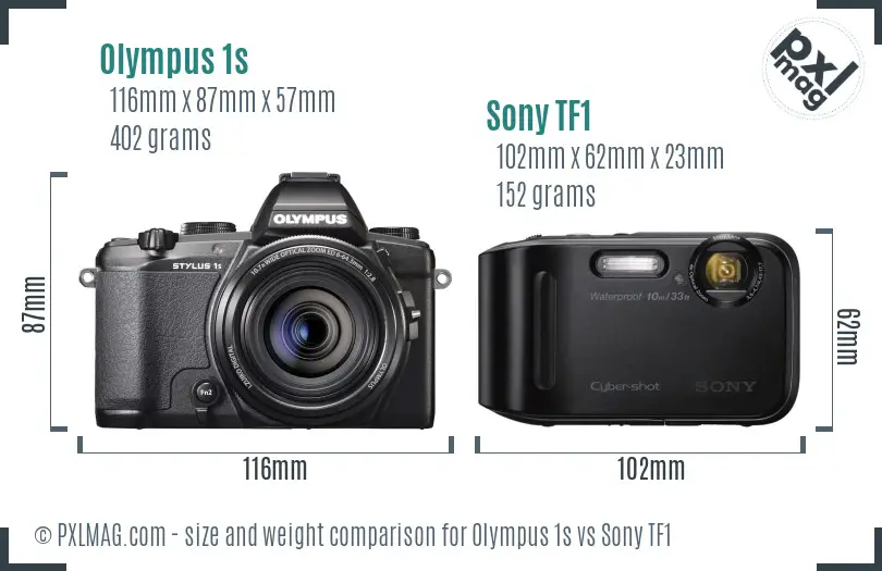 Olympus 1s vs Sony TF1 size comparison Olympus 1s vs Sony TF1 size comparison
