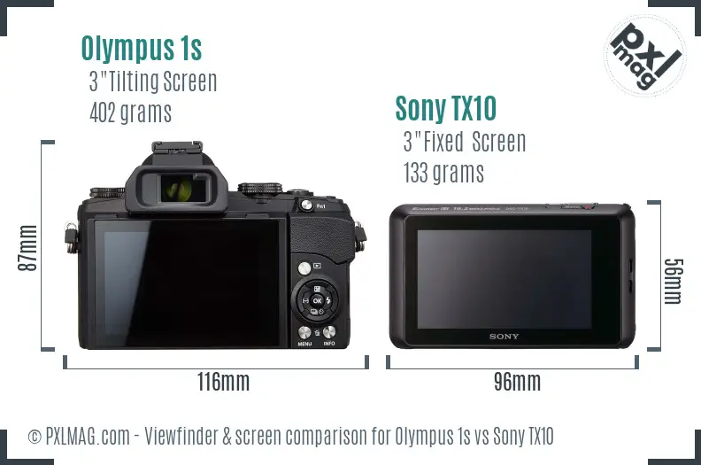 Olympus 1s vs Sony TX10 Screen and Viewfinder comparison Olympus 1s vs Sony TX10 Screen and Viewfinder comparison