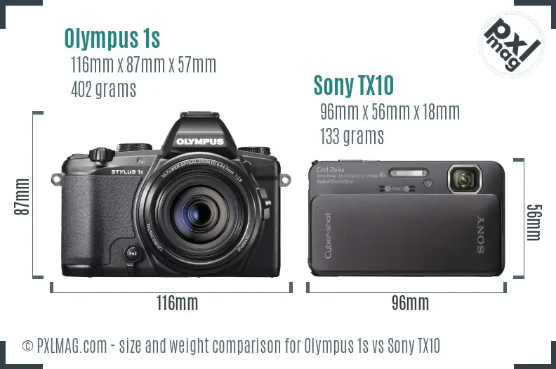 Olympus 1s vs Sony TX10 size comparison Olympus 1s vs Sony TX10 size comparison