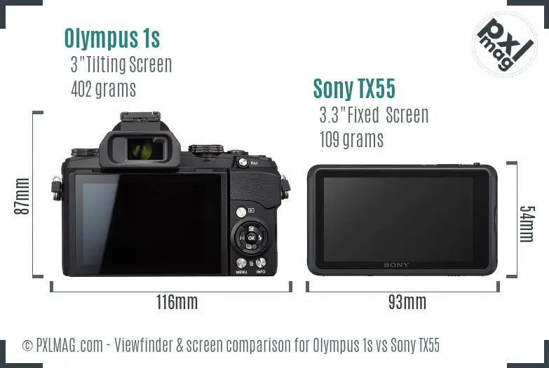 Olympus 1s vs Sony TX55 Screen and Viewfinder comparison Olympus 1s vs Sony TX55 Screen and Viewfinder comparison