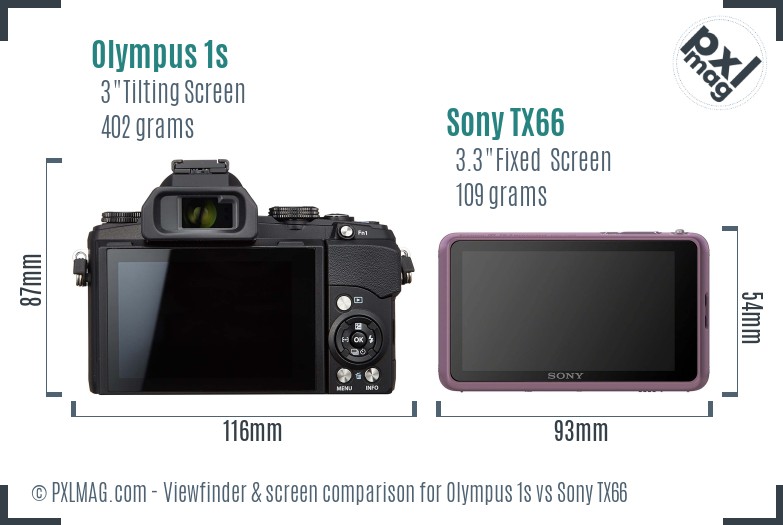 Olympus 1s vs Sony TX66 Screen and Viewfinder comparison