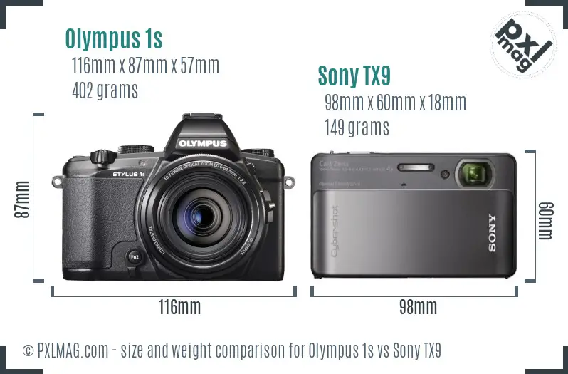 Olympus 1s vs Sony TX9 size comparison