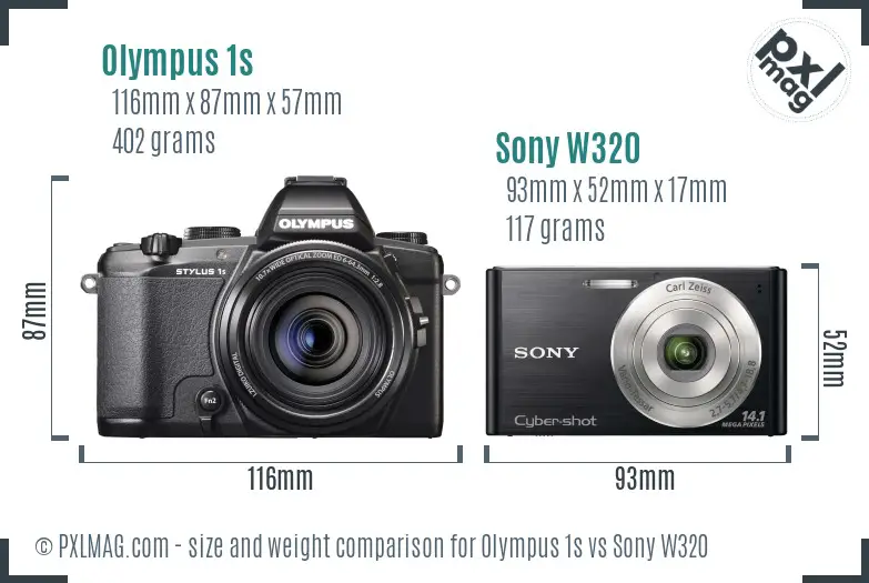 Olympus 1s vs Sony W320 size comparison